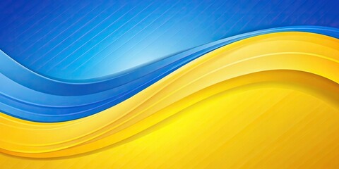 Abstract yellow and blue wavy background with silhouette
