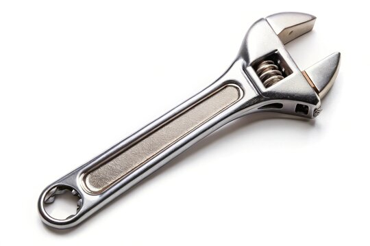 Adjustable wrench isolated on white background Chrome vanadium spanner Medium Shot
