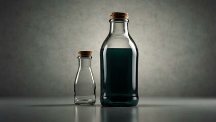 Basic glass bottle on a plain background.