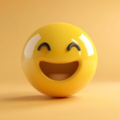 Fototapeta premium 3D Emoji Icon: Happy and smiling Illustration Logo