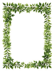 Fototapeta premium Green leaf border frame PNG transparent background