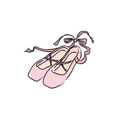 バレエシューズのイラスト03　カラー線画