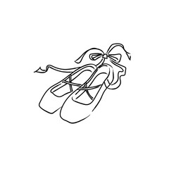 バレエシューズのイラスト03　モノクロ線画