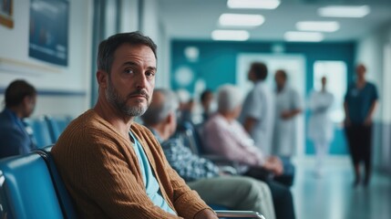 Man Waiting in Hospital Waiting Room