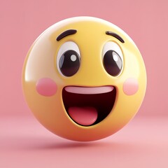 Fototapeta premium 3D Emoji Icon: Blushing Face for Shy Reactions Illustration Logo