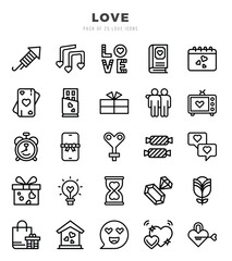 Fototapeta premium Vector icons set of Love. Lineal style Icons.