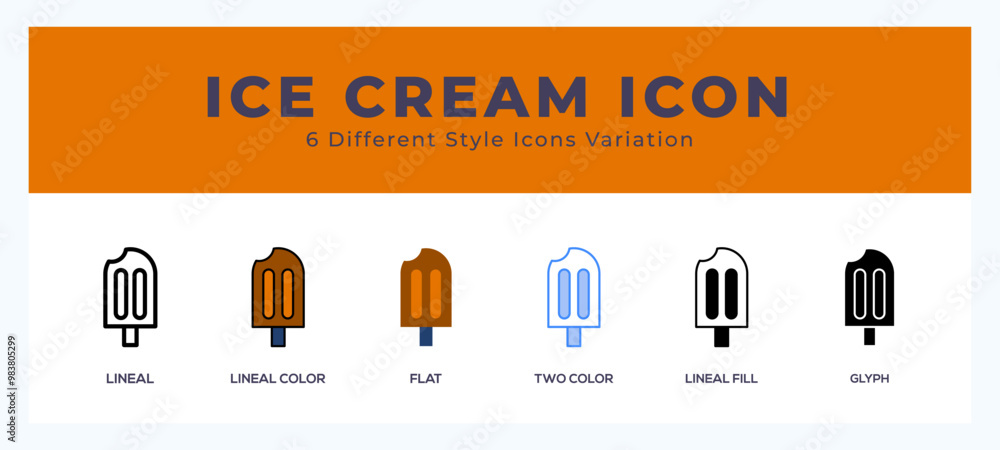 Poster icecream icons set. different style of icons simple vector illustration.