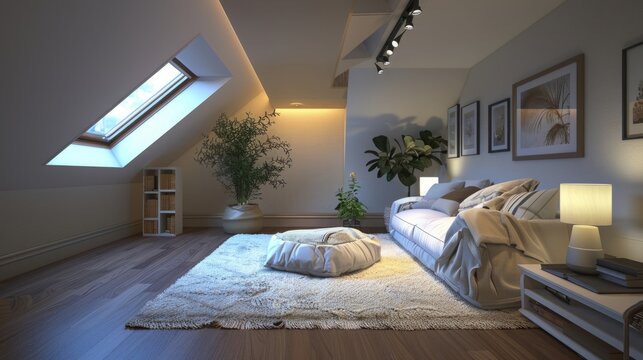 modern interior light a large apartment in mansard