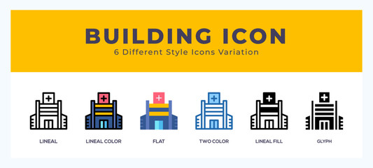 Building set of icons. Vector illustration with different styles.