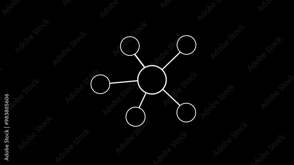 Poster networking concept. white line icon animation on transparent background