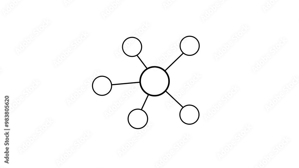 Poster networking concept. white line icon animation on transparent background
