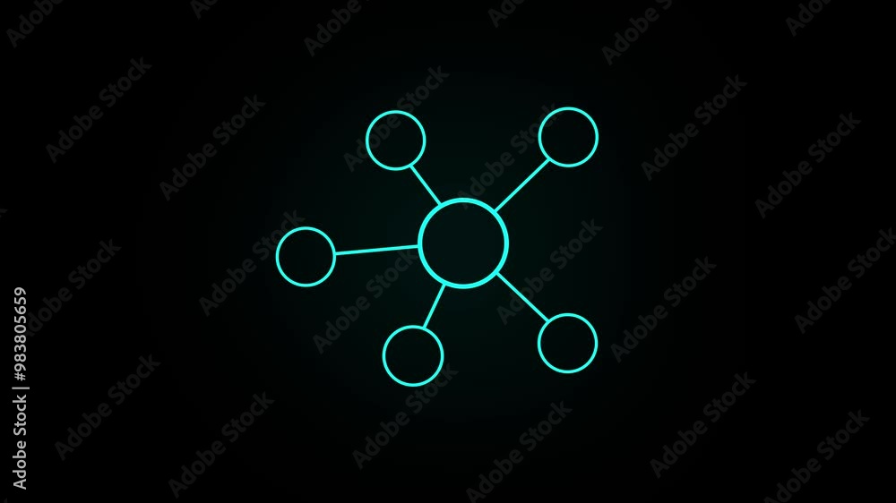 Poster networking concept. white line icon animation on transparent background