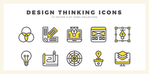 10 Design Thinking Two Color icon pack. vector illustration.