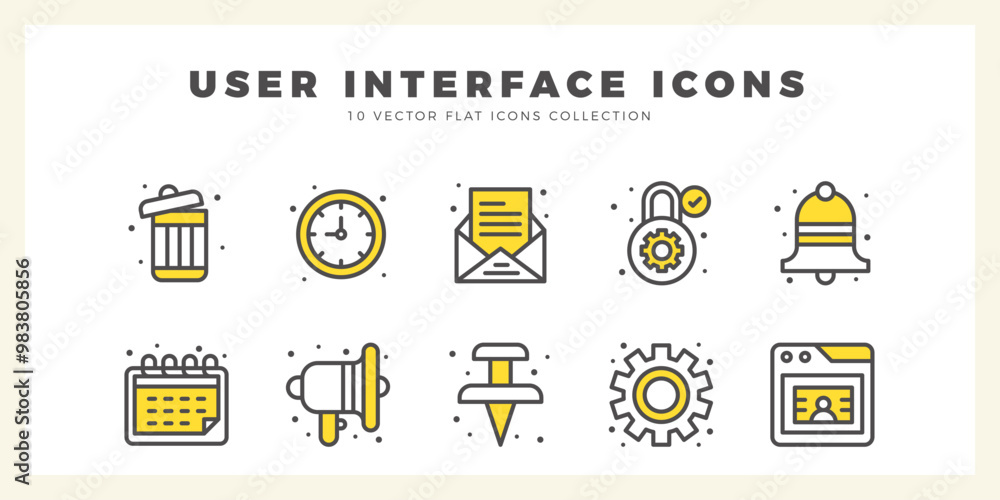 Poster 10 user interface two color icon pack. vector illustration.