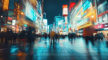 Vibrant Lights and Bustling Crowds in the Heart of Tokyo