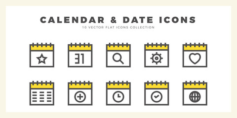 10 Calendar and Date Two Color icon pack. vector illustration.