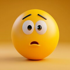 Fototapeta premium 3D Emoji Icon: Face with a Confused Expression Illustration Logo