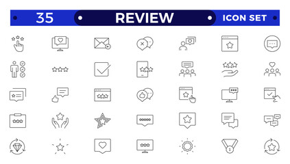 Review ,Feedback, testimonial, customer thin line icons For website marketing design, logo, app, template, ui, etc.