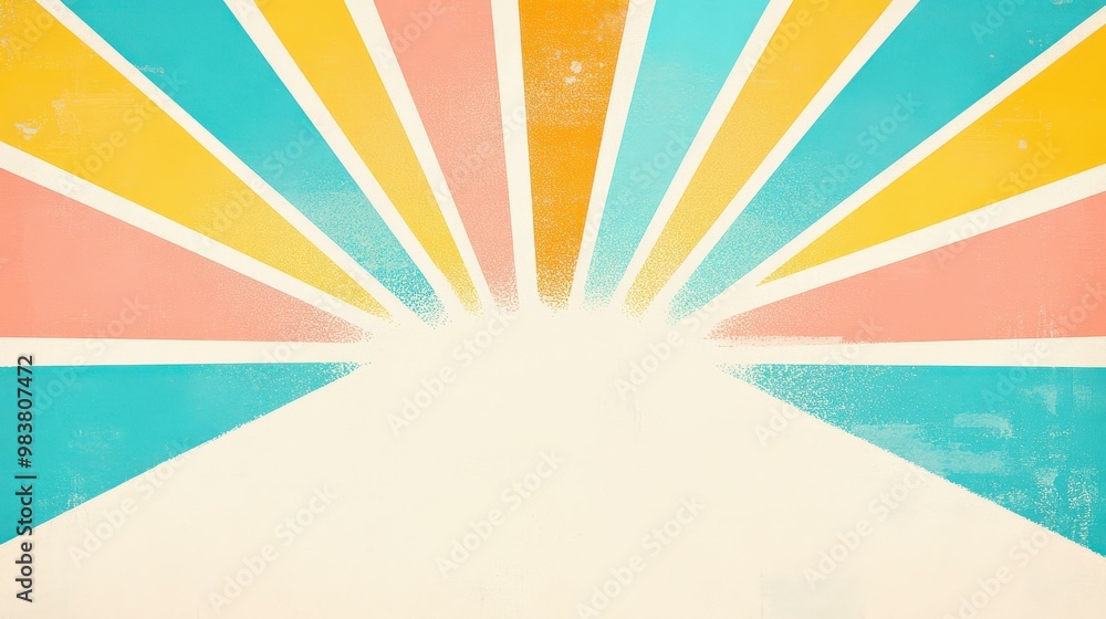 Poster a captivating retro background featuring sun rays, creating a vibrant burst effect that pops with so
