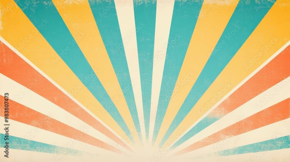 Poster a captivating retro background featuring sun rays, creating a vibrant burst effect that pops with so