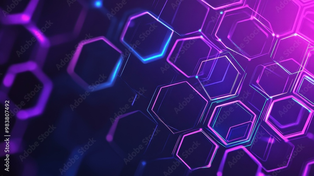 Poster explore a vibrant backdrop of hexagons and abstract lines, symbolizing digital data connections in a