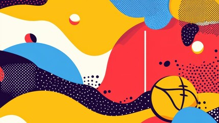 Fototapeta premium Eyecatching sports event poster template with vibrant geometric graphics, perfect for promoting your next big game or competition.