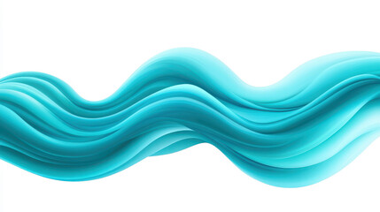 Dynamic teal blue wave design, featuring flowing swirls and undulating curves against a clean, white background.