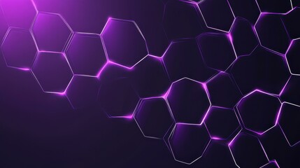 Fototapeta premium A vibrant purple abstract background featuring glowing geometric hexagons, perfect for a futuristic tech vibe.