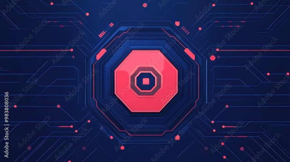 Poster explore stunning vector illustrations of futuristic displays, featuring hexagonal networks and circu