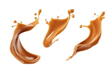 An image of four swirling caramel splashes
