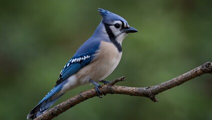 Blue jay perched on a branch.