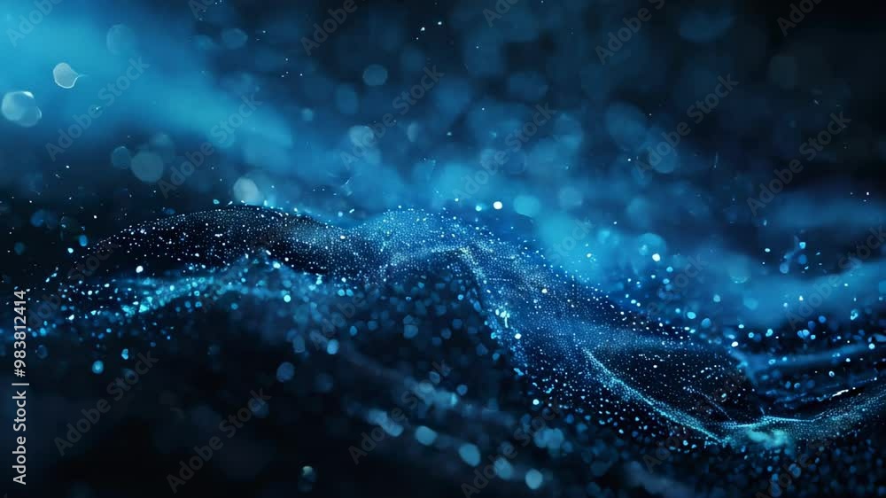 Poster a blue abstract background filled with sparkling lights and bokeh, evoking a sense of wonder and mag