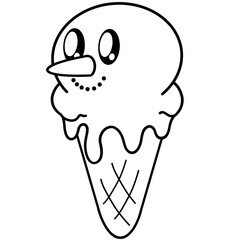 ice cream cone snowman cartoon coloring 