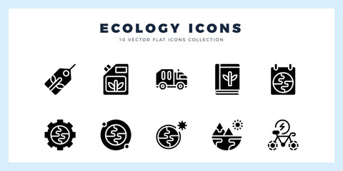 10 Ecology Glyph icons pack. vector illustration.