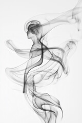 A delicate, ethereal figure emerges from wispy smoke,