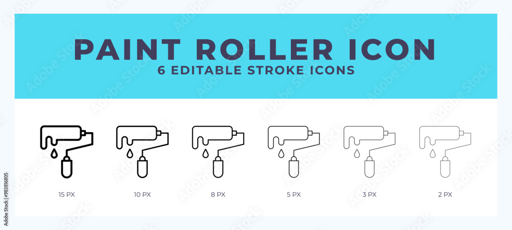 Poster paint roller vector icon for web and app. editable stroke vector illustration