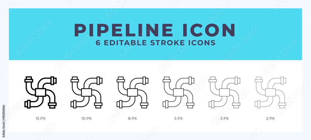 Poster pipeline line icon with different stroke. vector illustration.