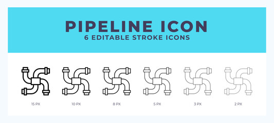 Pipeline line icon with different stroke. Vector illustration.