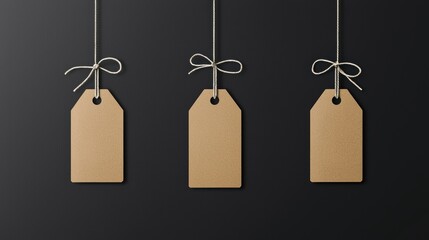Blank Gift Tags with String on Dark Background