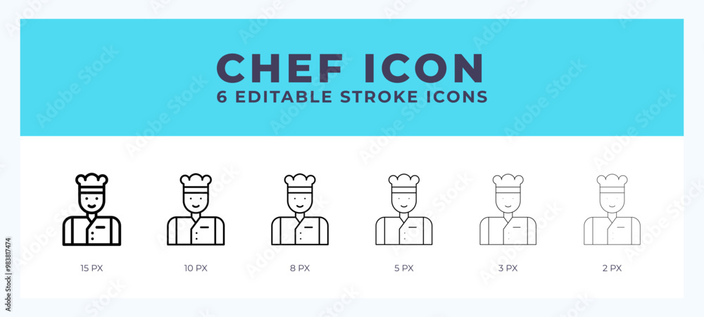 Poster chef icon set with different stroke. vector illustration with editable stroke.