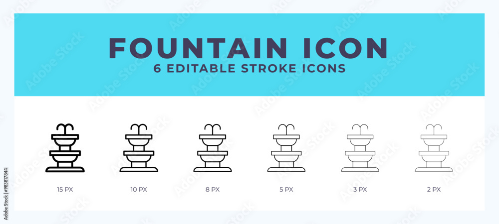 Poster fountain vector icon for web and app. editable stroke vector illustration