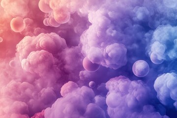 A close up of a bunch of colorful clouds in a field