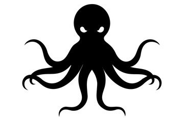 Octopus Black silhouette vector Illustration, black Octopus icon white background