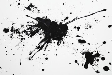 A image featuring a collection of black ink splatters on a white background.