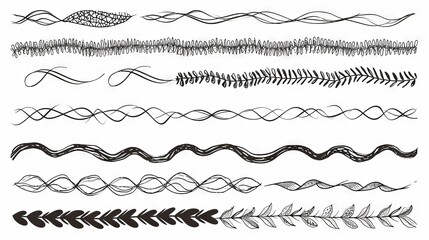 Obraz premium Artistic Touch: Hand-Drawn Lines and Dividers Vector Set