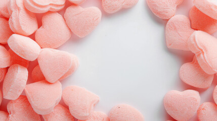 Delicate pink hearts create a charming frame, perfect for love notes or Valentines Day celebrations. Ideal for heartfelt designs.