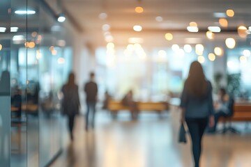 Business office with blurred people casual wear, with blurred bokeh background