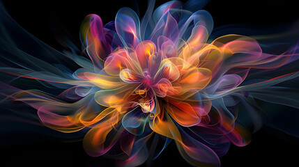 Fototapeta premium Experience a dynamic and ethereal art piece featuring vibrant colors, radiant light, and fluid motion. This expressive and modern abstract artwork captivates with its creativity and design