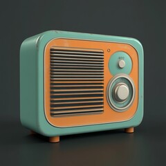 3D Radio Icon: Broadcasting Device for Audio Illustration Logo