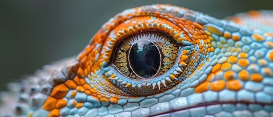 Naklejka premium Colorful Reptile Eye with Intricate Patterns